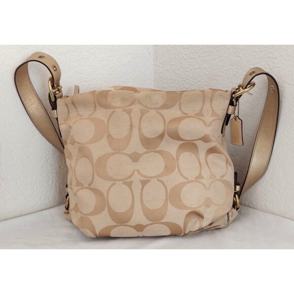 Coach Yellow Tan f15067 Leather Carly Signature Duffle Crossbody Convertible Bag - Picture 3 of 9